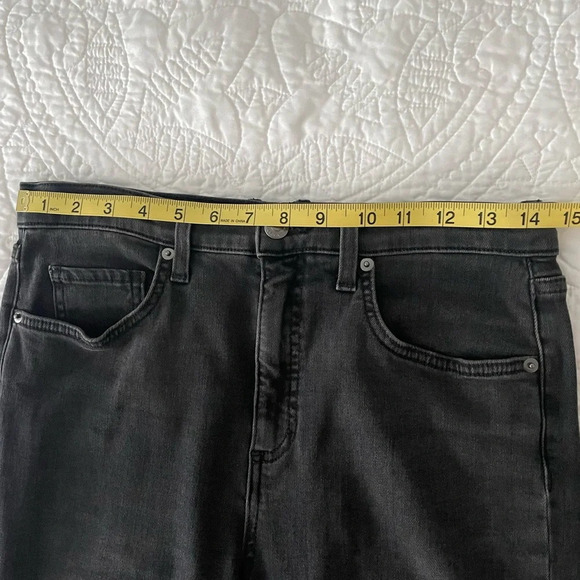 VERONICA BEARD Kareena  Ostrich Feather- Trimmed Skinny Jeans Charcoal Size 28/6 - Picture 11 of 13